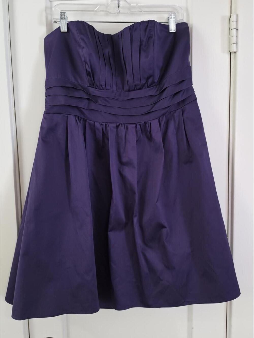 David's Bridal Strapless Purple A-Line Cocktail Dress